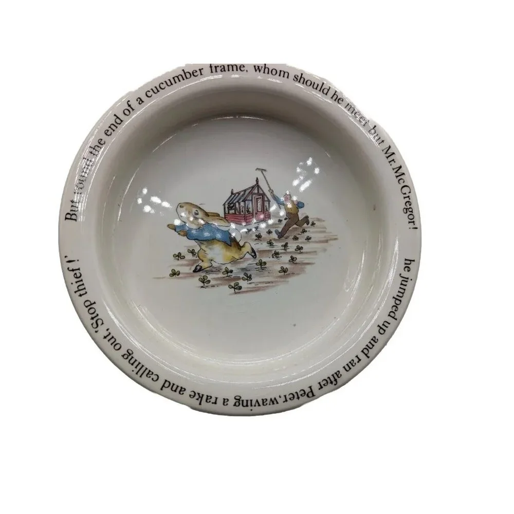 Wedgwood & Barlastin Peter Rabbit Beatrix Potter Vtg Childs Cereal Bowl Farmer